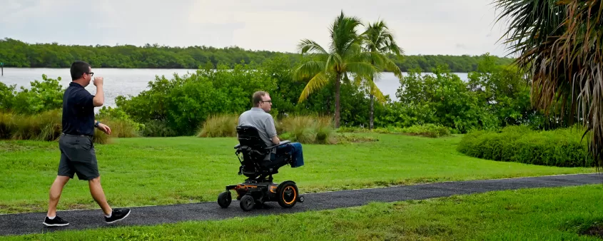 Person in a wheelchair at a park